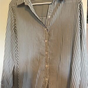 Striped Button Down Shirt - Black and White